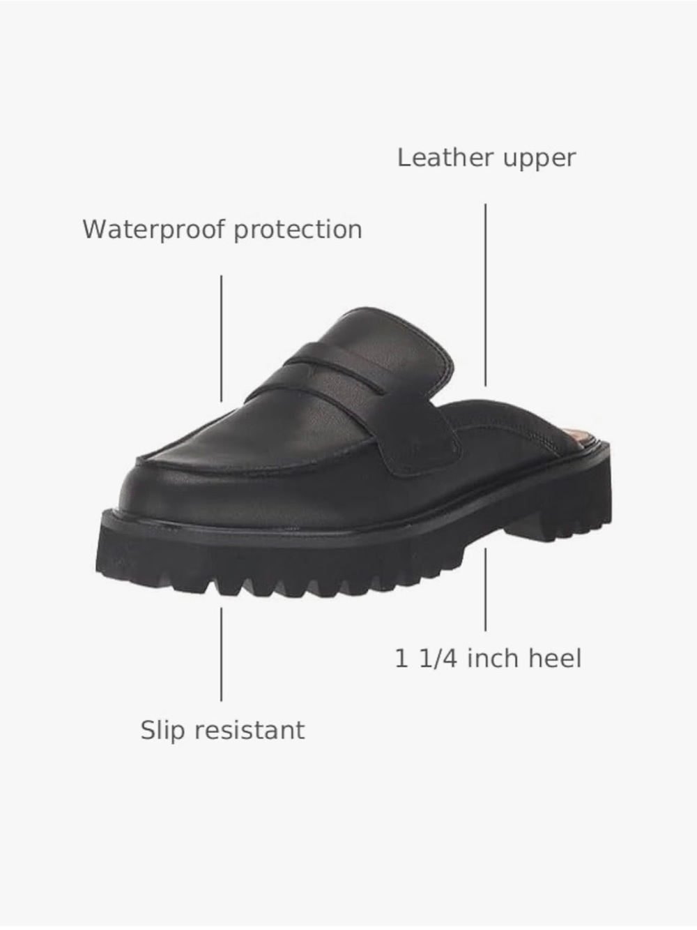 Women’s Blondo Black Leather Lug-Sole Mule Clogs Size 9 - Picture 3 of 6